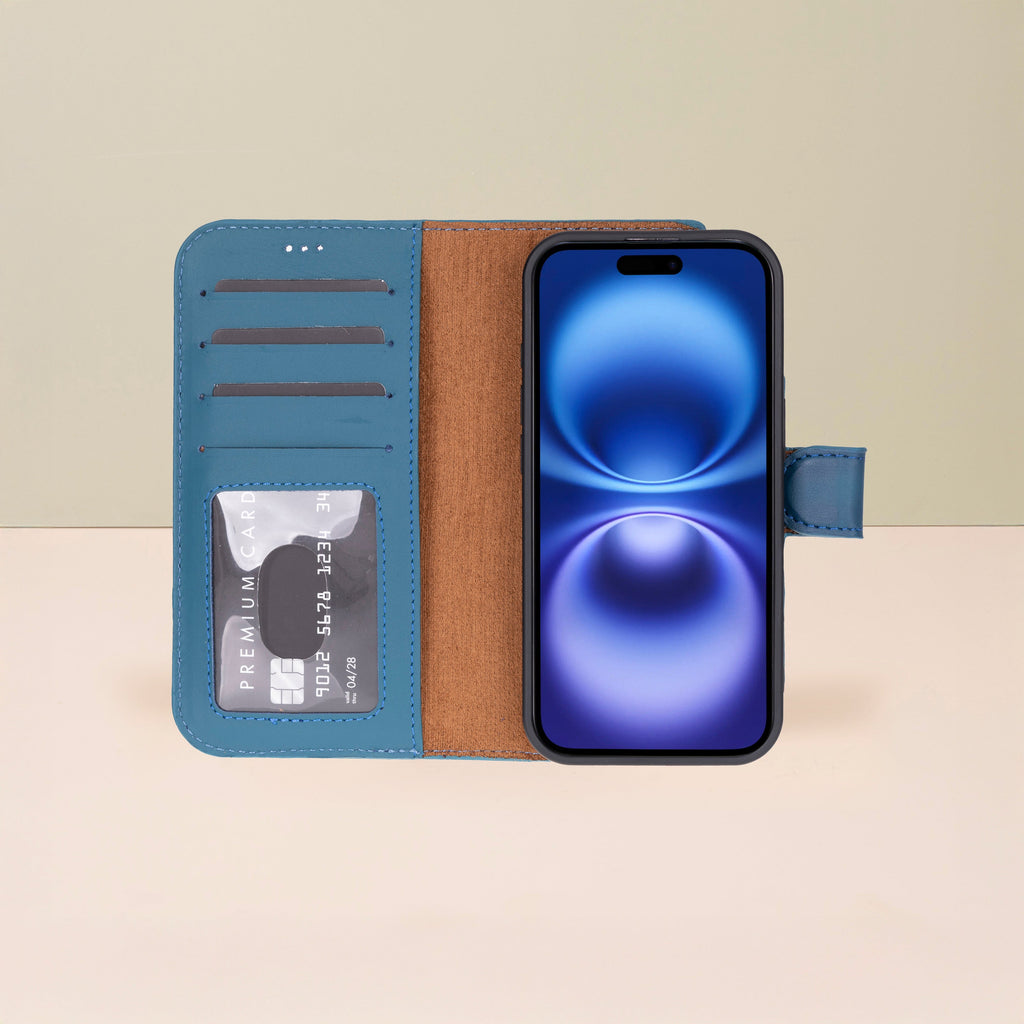 Leathere iPhone 17 Wallet Case – Blue - New York