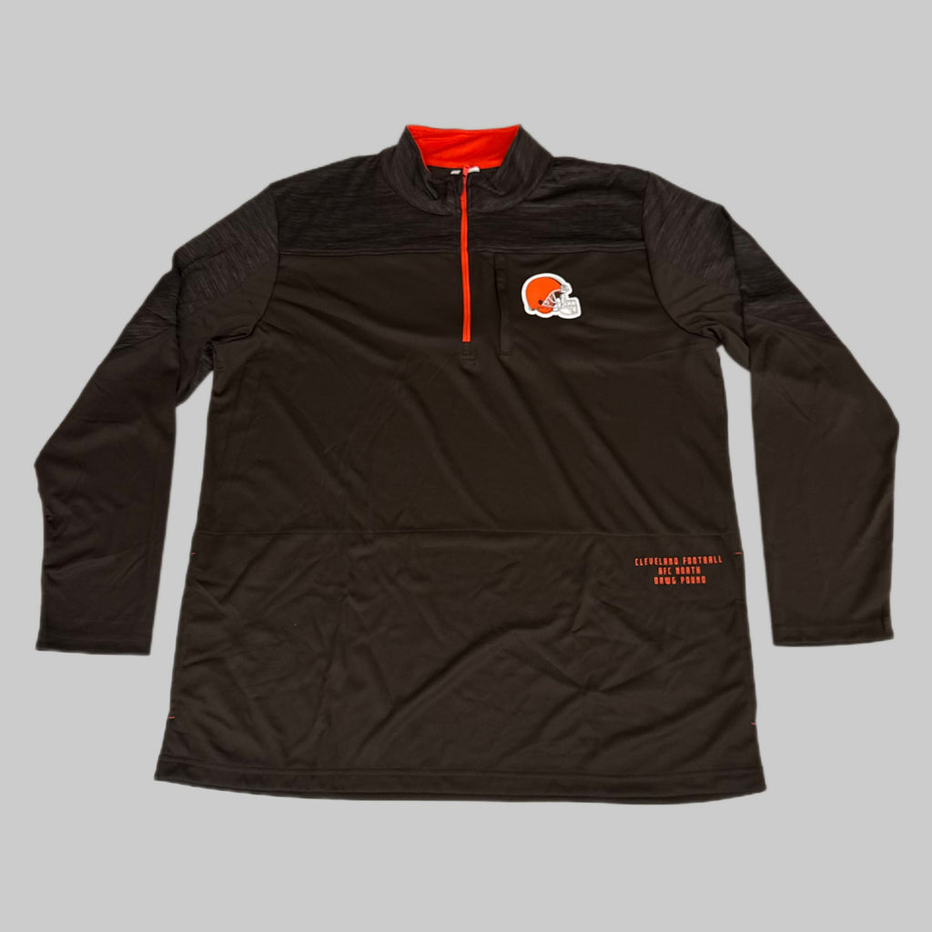NFL Cleveland Browns Quarter Zip Pullover Shirt Long Sleeve XXL Brown 1802969
