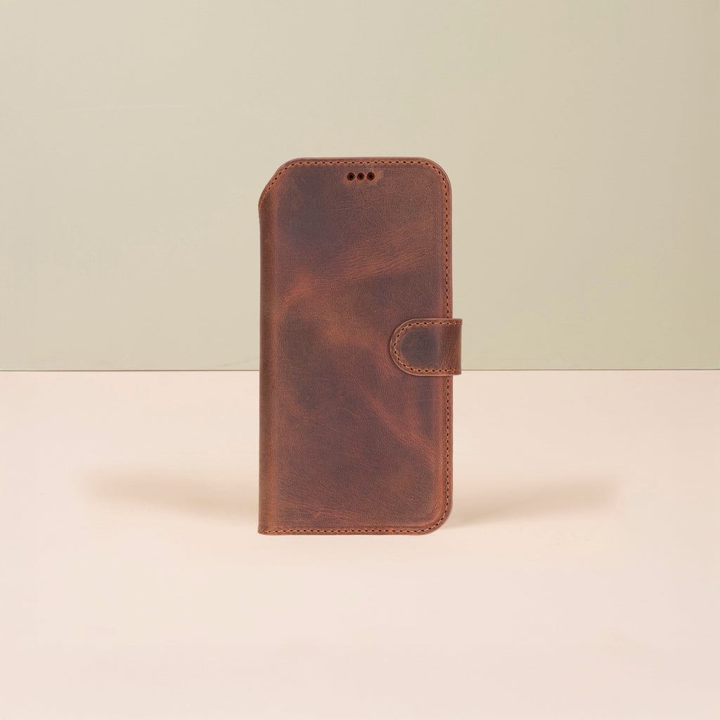 Leather iPhone 17 Pro Max Wallet Case – Brown - Austin