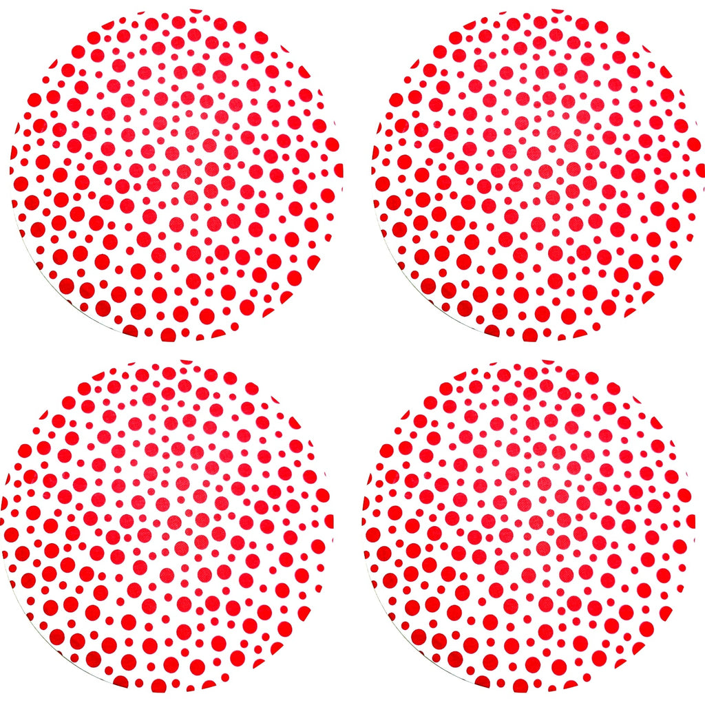 Charlo's Set of 4 Round Placemats Covers 14 Dia inch Fun Dot Polka