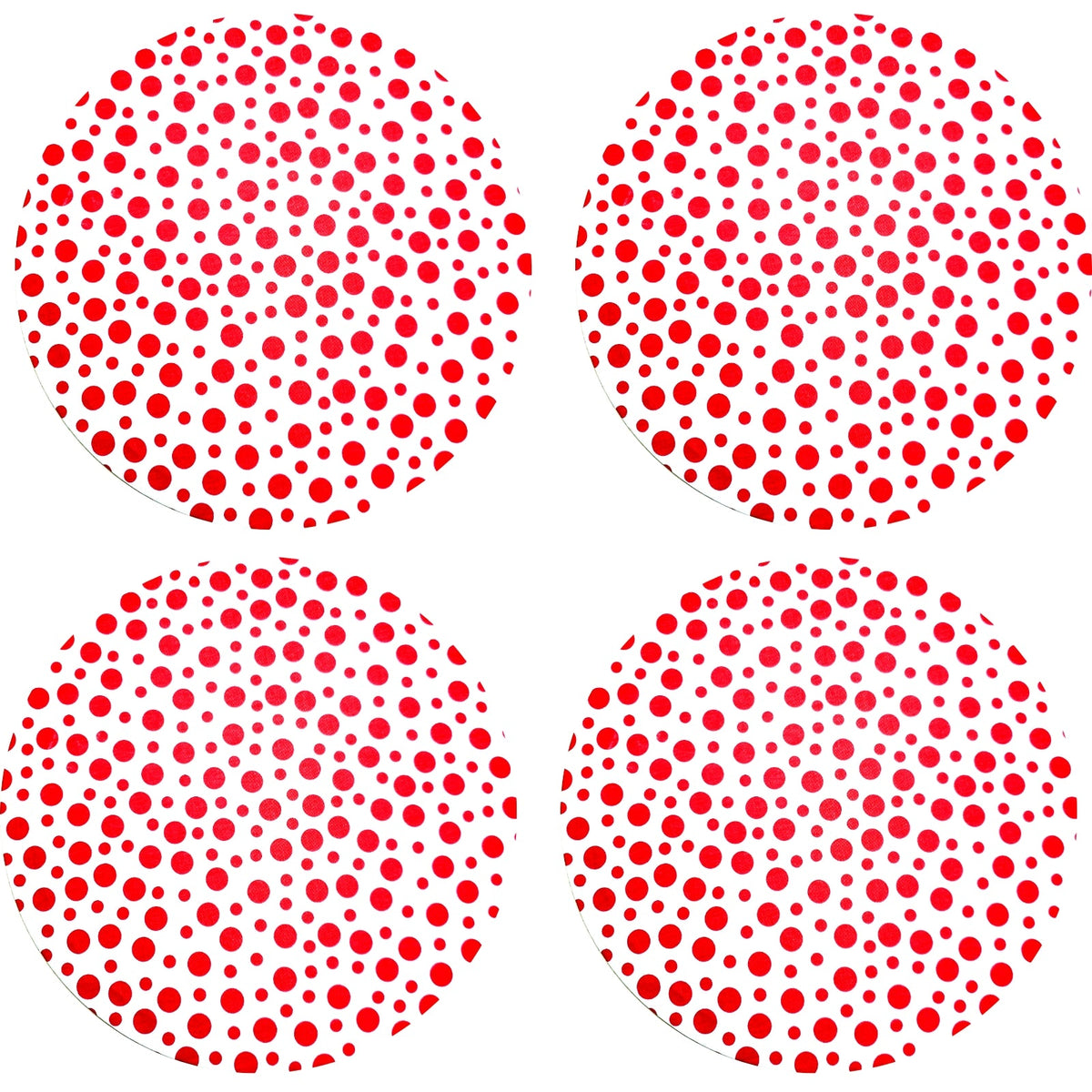 Charlo's Set of 4 Round Placemats Covers 14 Dia inch Fun Dot Polka