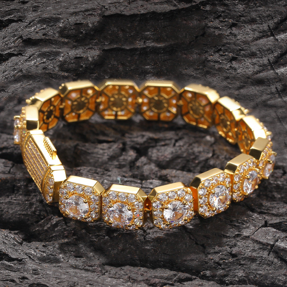 Hip-hop micro-inlaid zircon 12.5mm rock candy bracelet