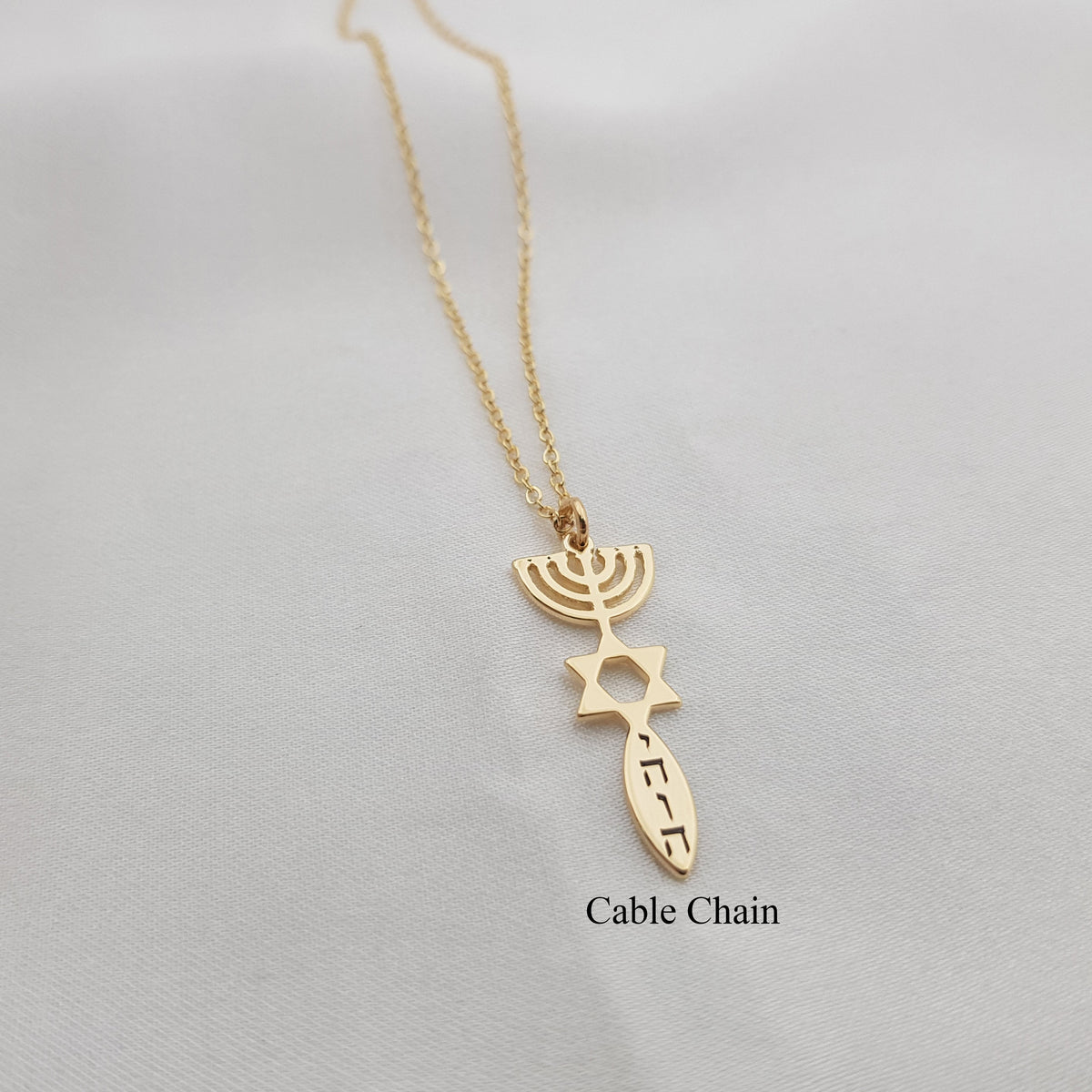 Star of David Menora Necklace