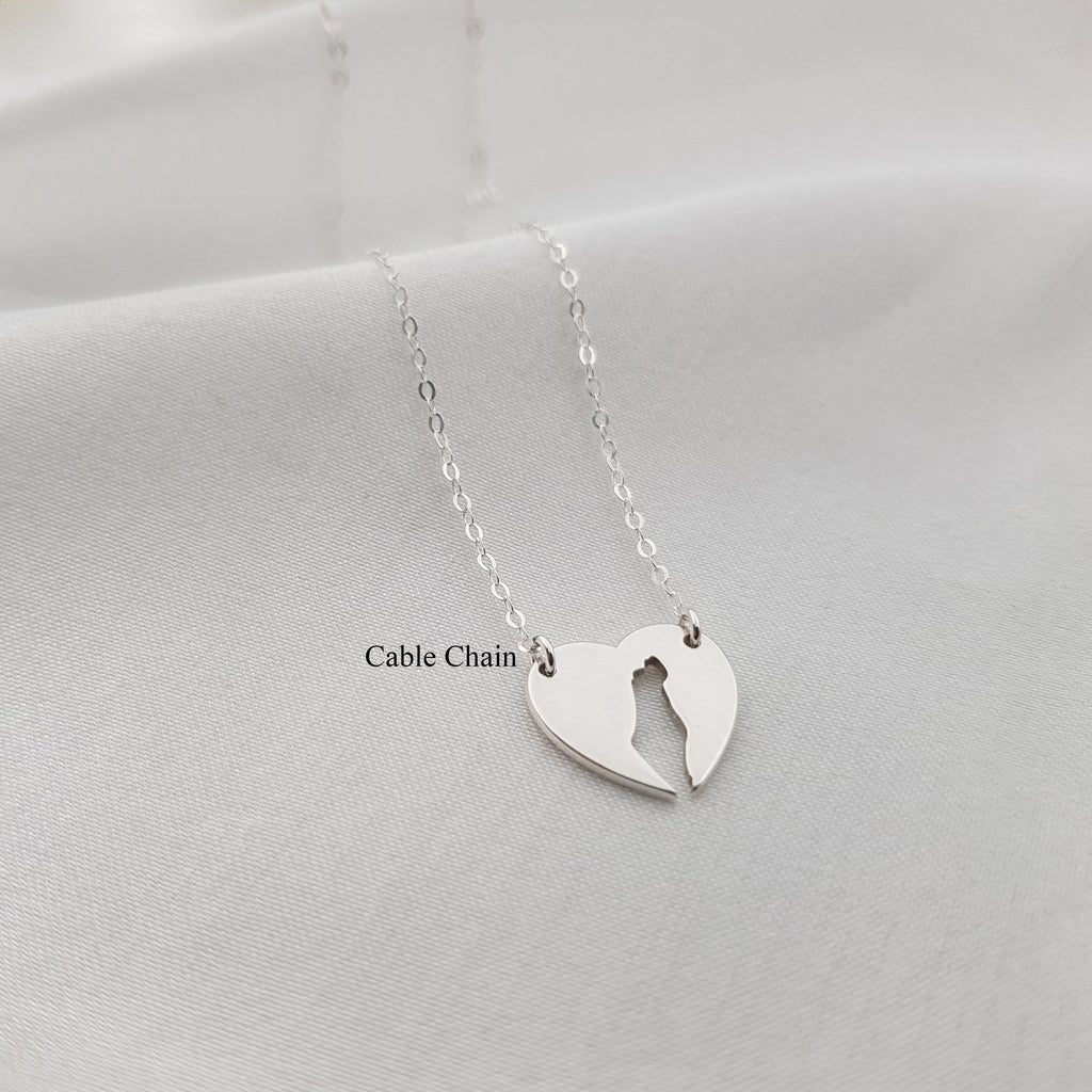 Israel Map Heart Necklace