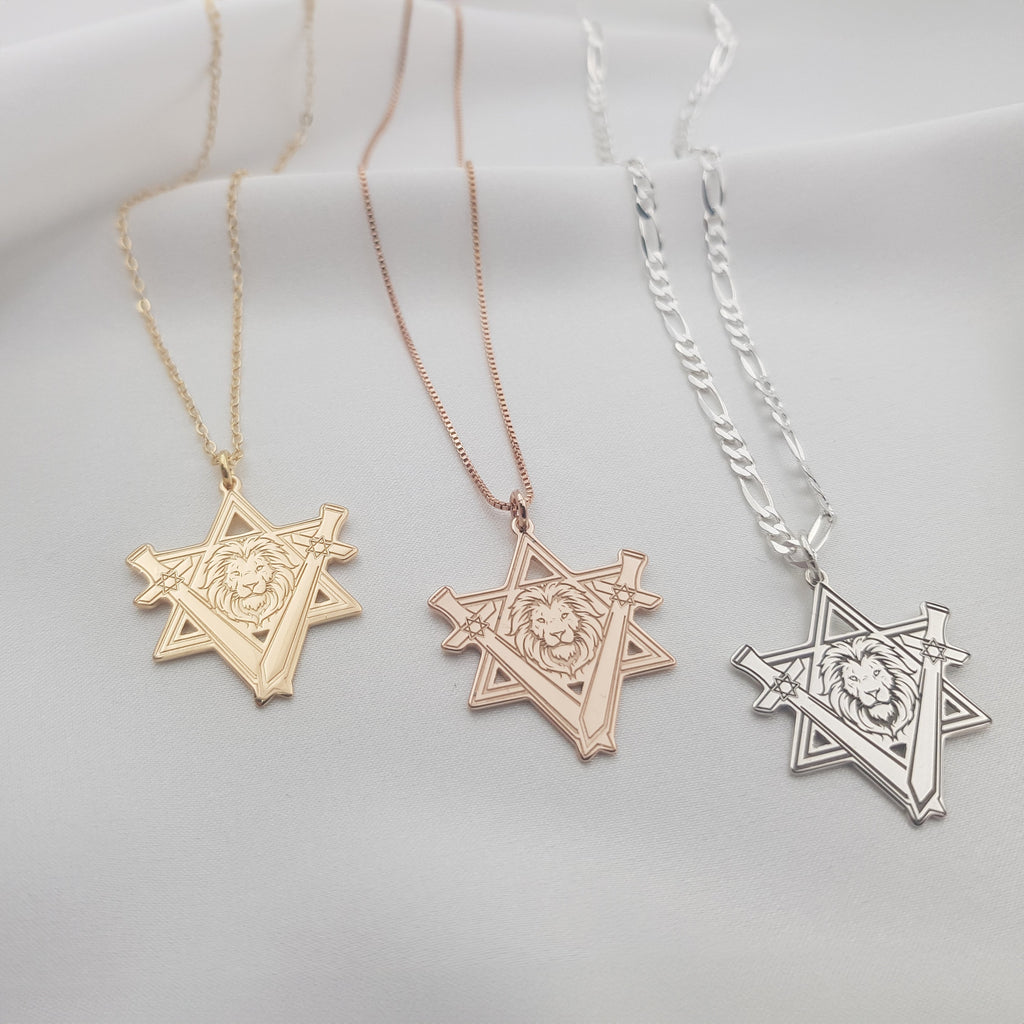 Star of David Lion Necklace
