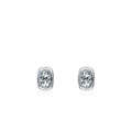Geometric Square Sterling Silver Stud Earrings with Simulated Diamonds