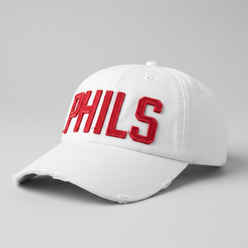 White Embroidered Philly Baseball Cap