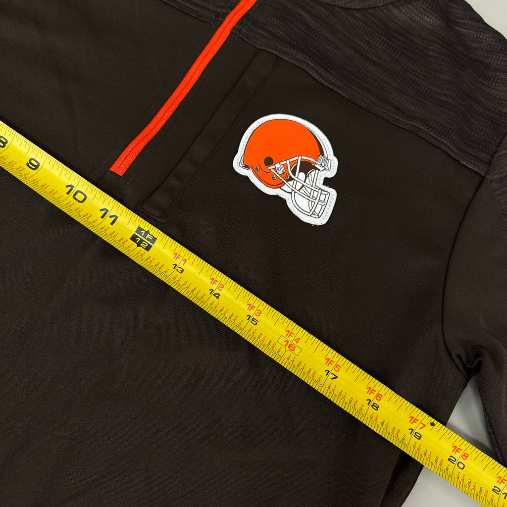 NFL Cleveland Browns Quarter Zip Pullover Shirt Long Sleeve M Brown 1802969
