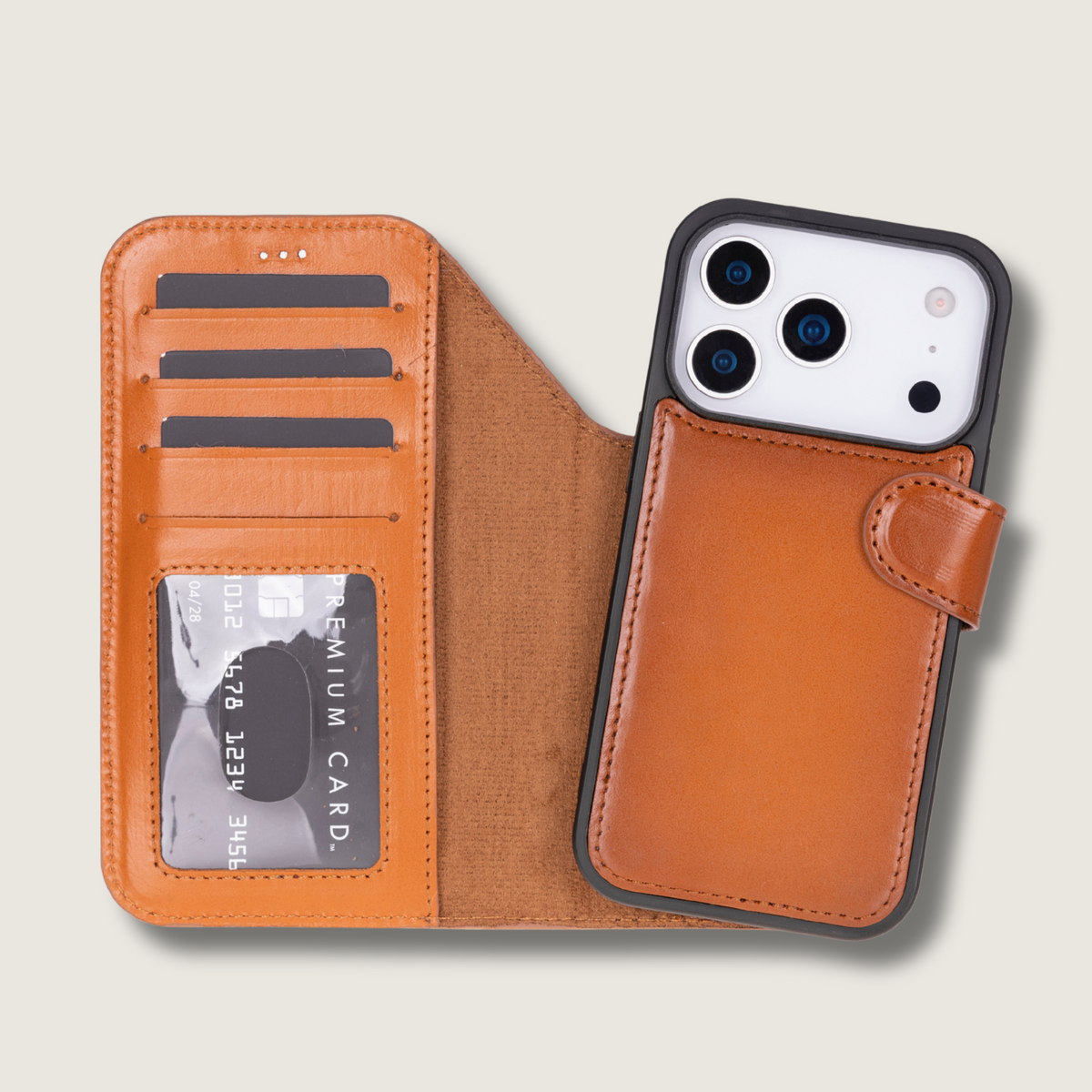 Leather iPhone 17 Pro Wallet Case – Rustic Brown - Austin