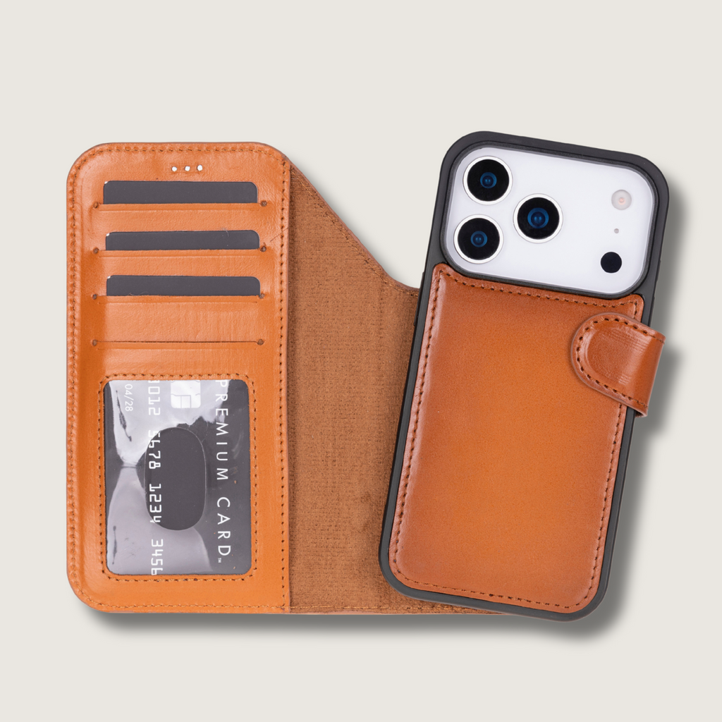 Leather iPhone 18 Pro Max Wallet Case – Rustic Brown - Austin