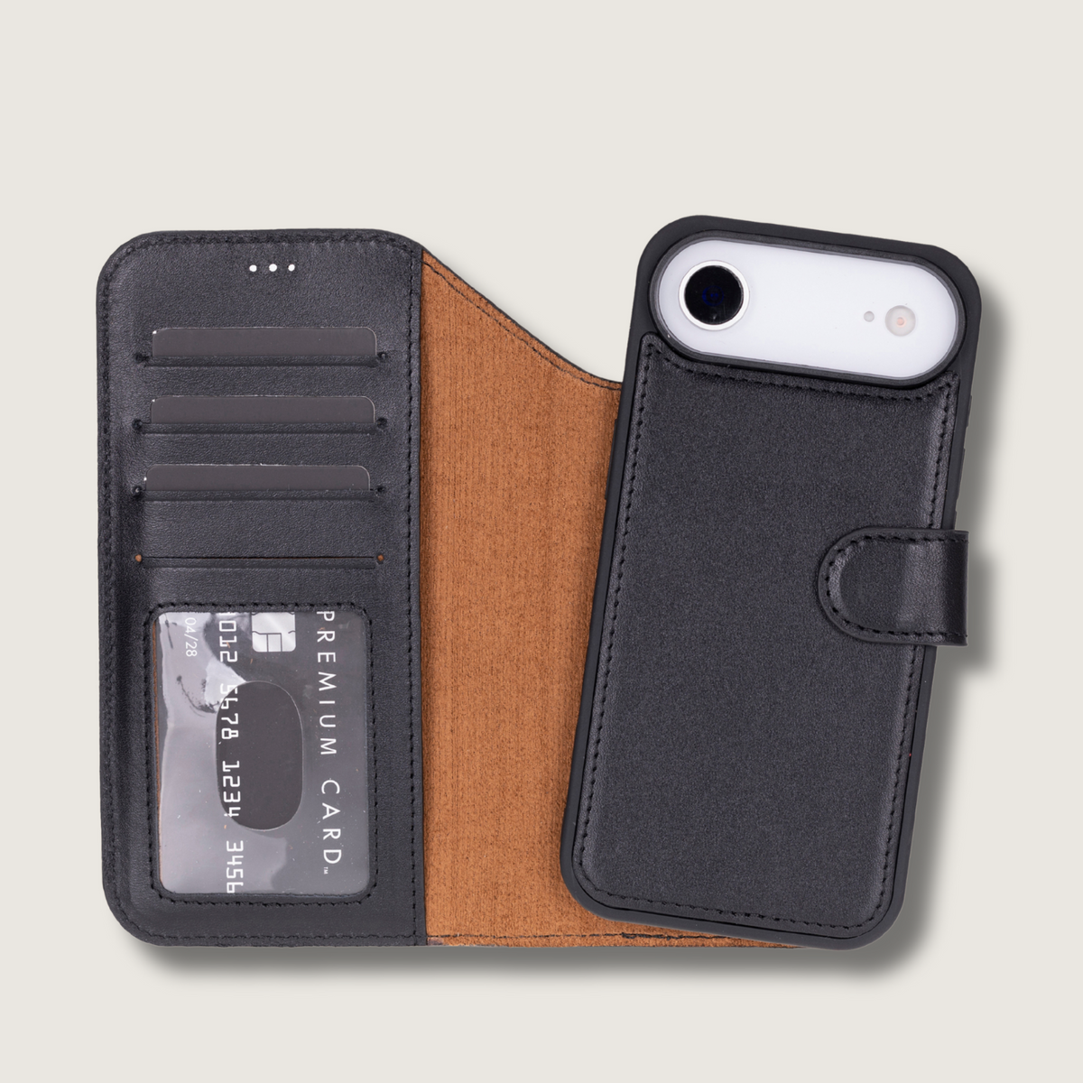 Premium Leather iPhone Air Wallet Case – Black - Austin