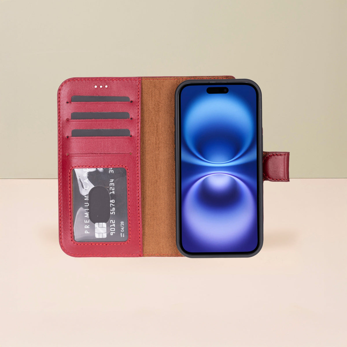 Leathere iPhone 17 Wallet Case – Red Edition - New York