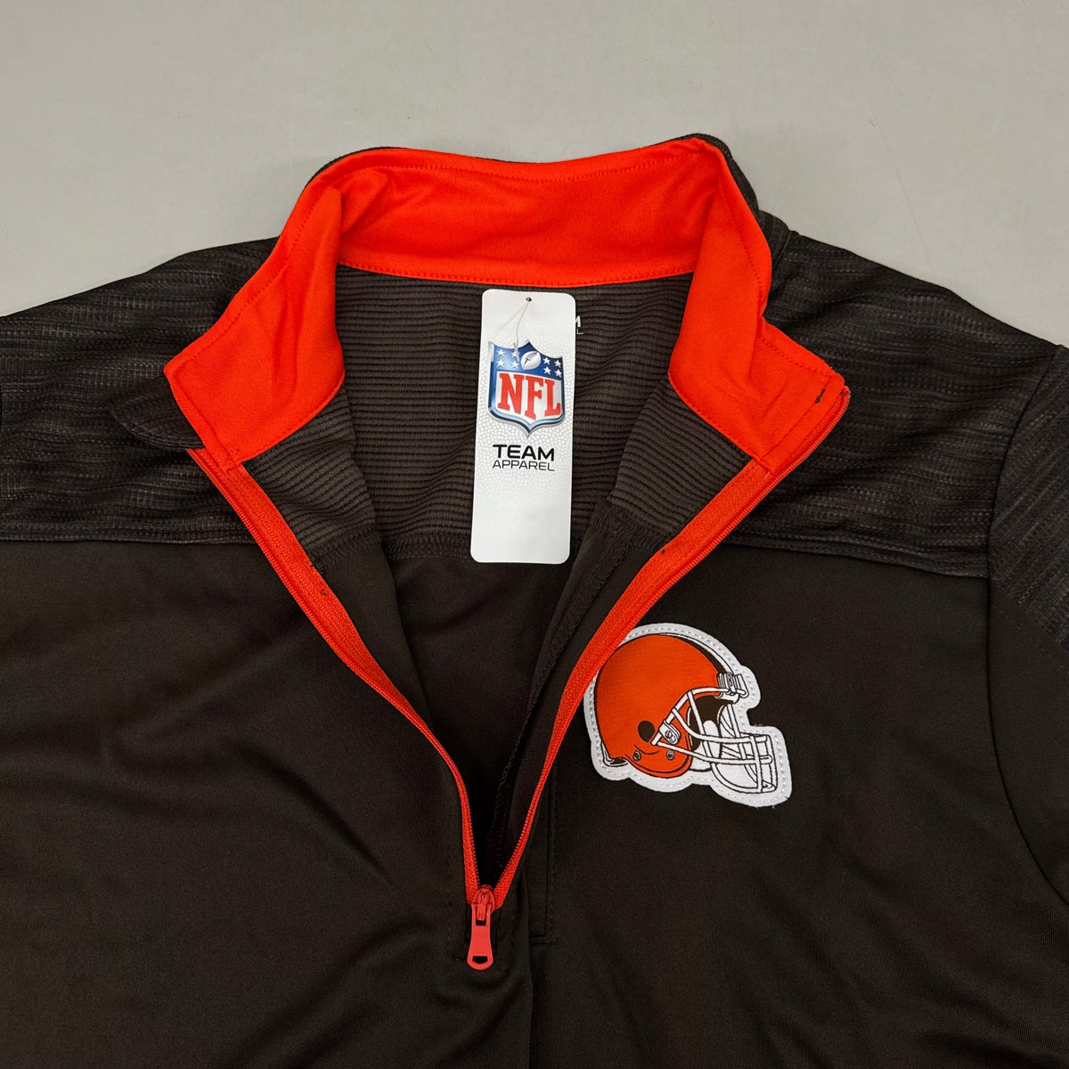 NFL Cleveland Browns Quarter Zip Pullover Shirt Long Sleeve M Brown 1802969
