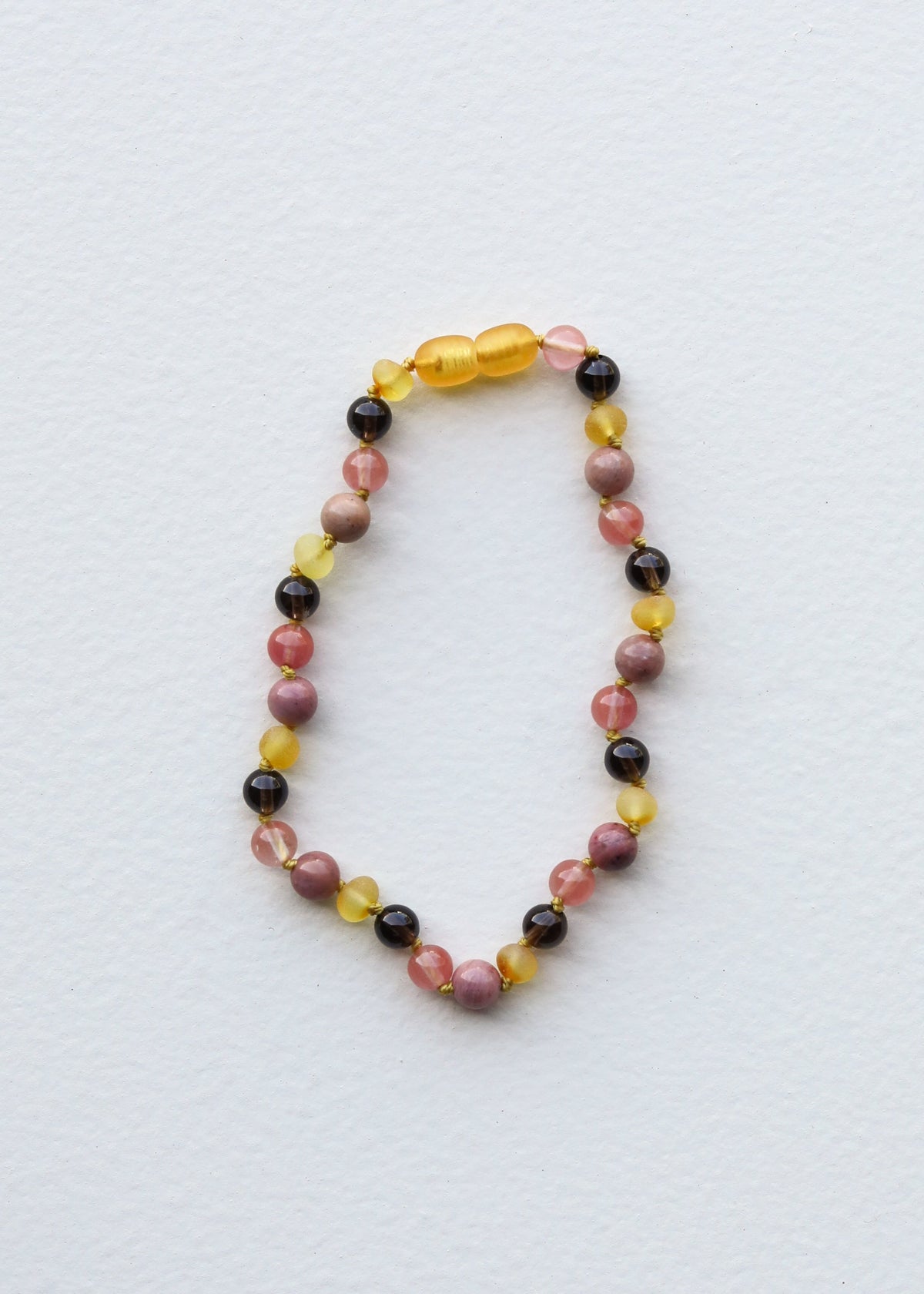 Raw Honey Baltic Sea Amber : Smokey Quartz + Rhodonite|| Anklet or Bracelet