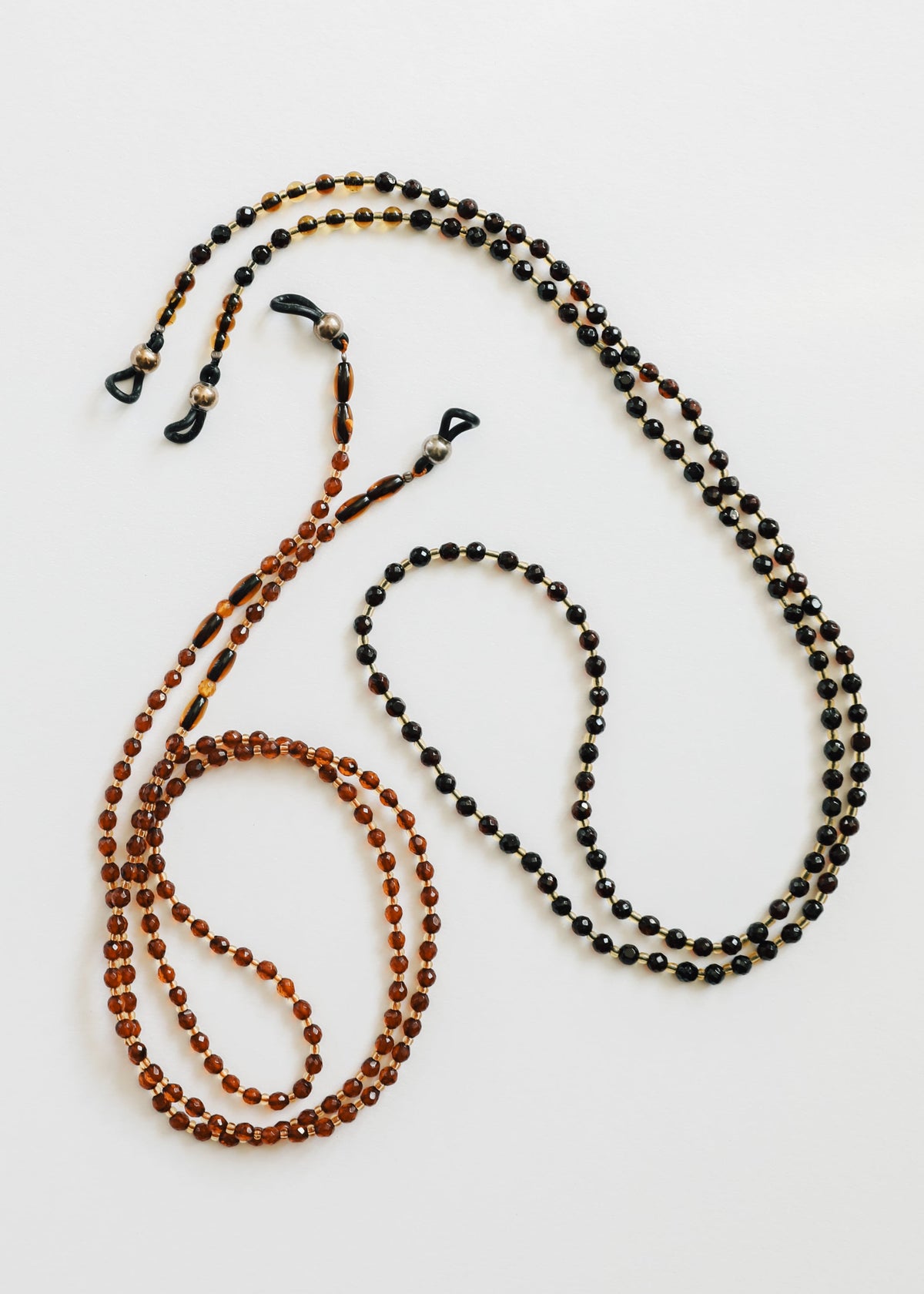 Baltic Sea Amber + Gemstone || Beaded Eyeglass Necklace - Natural Cognac