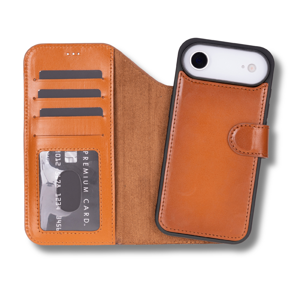 Premium Leather iPhone Air Wallet Case – Rustic Brown - Austin