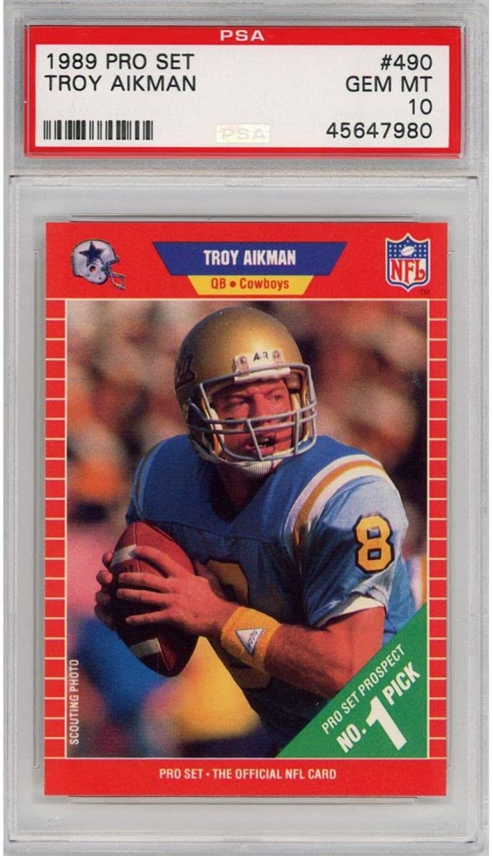 Graded 1989 Pro Set Troy Aikman #490 Rookie RC Football Card PSA 10 Gem Mint