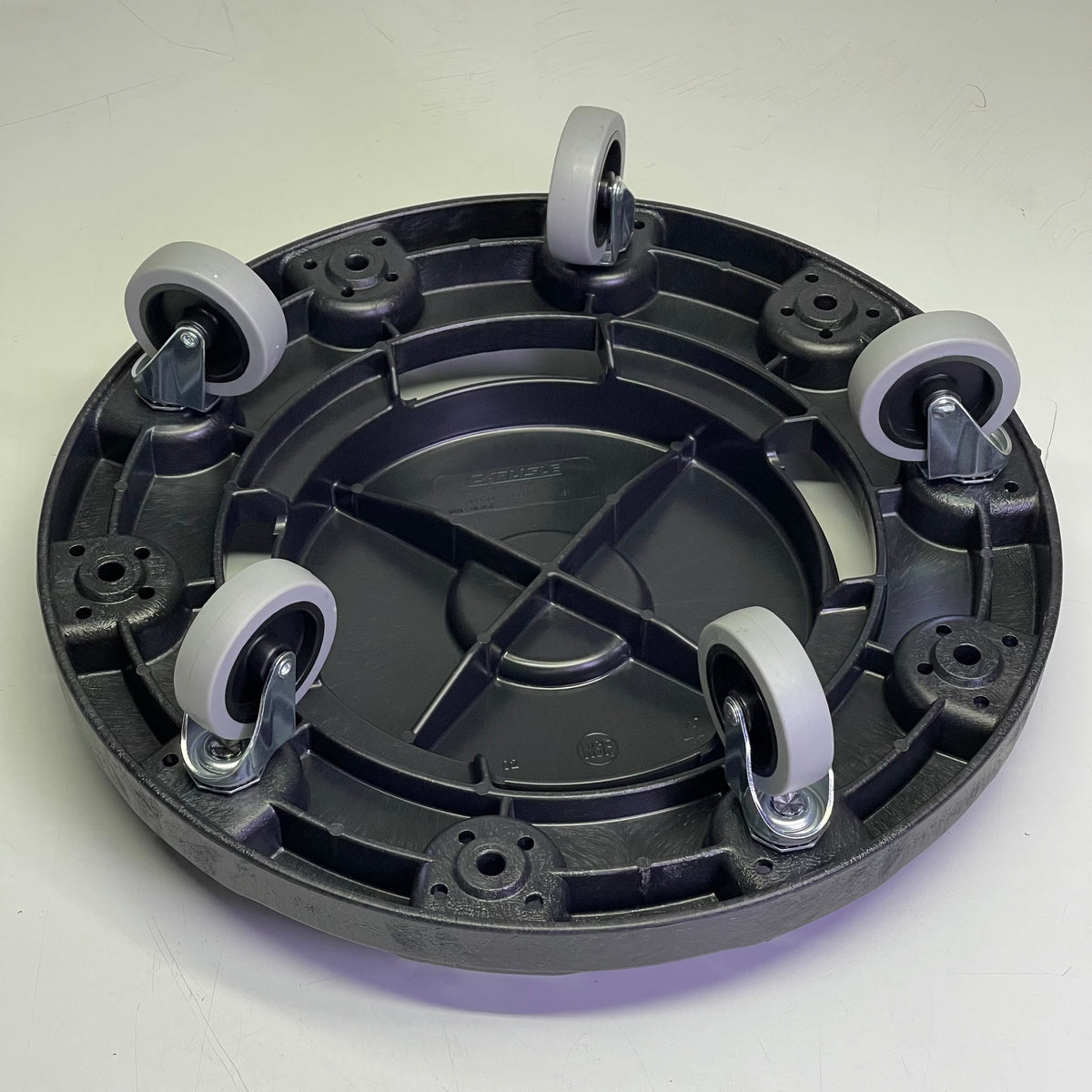 CARLISLE Bronco Round Trash Can Dolly W/ Replaceable Casters 18" Dia x 6" H 3691003