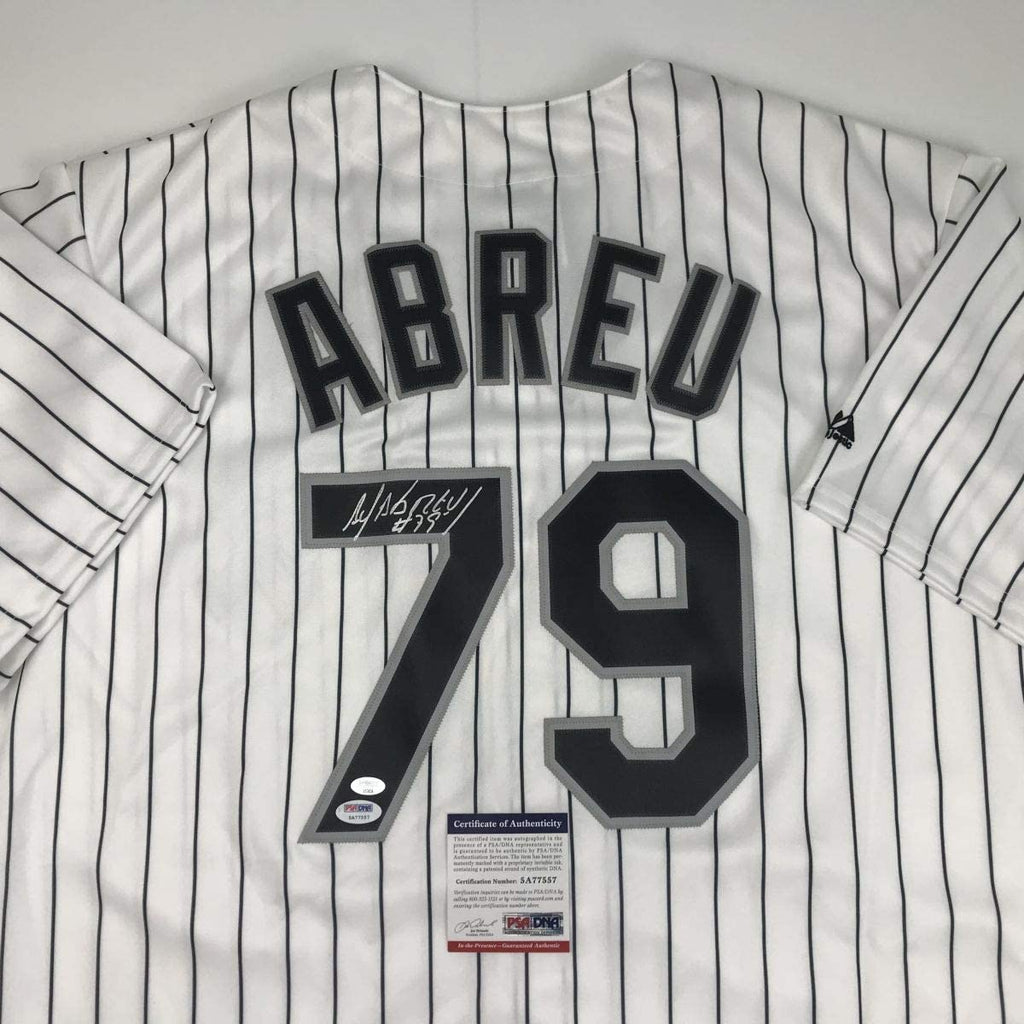 Autographed/Signed Jose Abreu Chicago Sox White Baseball Jersey PSA/DNA COA