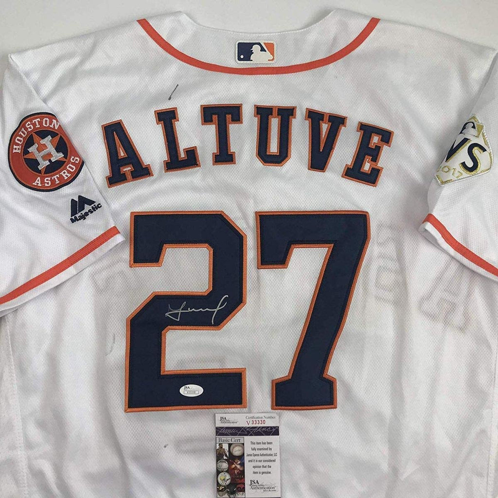 Autographed/Signed Jose Altuve Houston White Baseball Jersey JSA COA