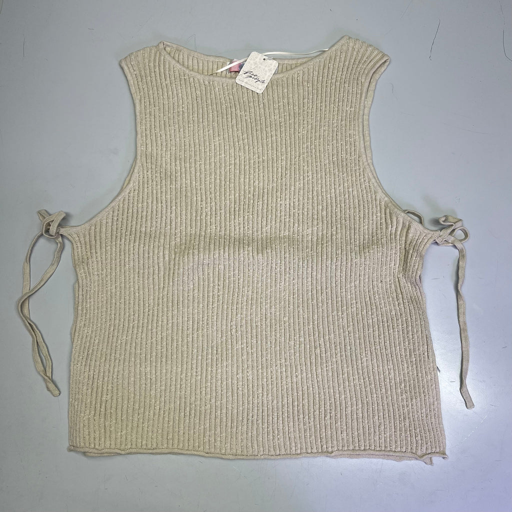 FREE PEOPLE Side Tie Lizzie Sweater Top Women's Sz L Summer Sand 97299119