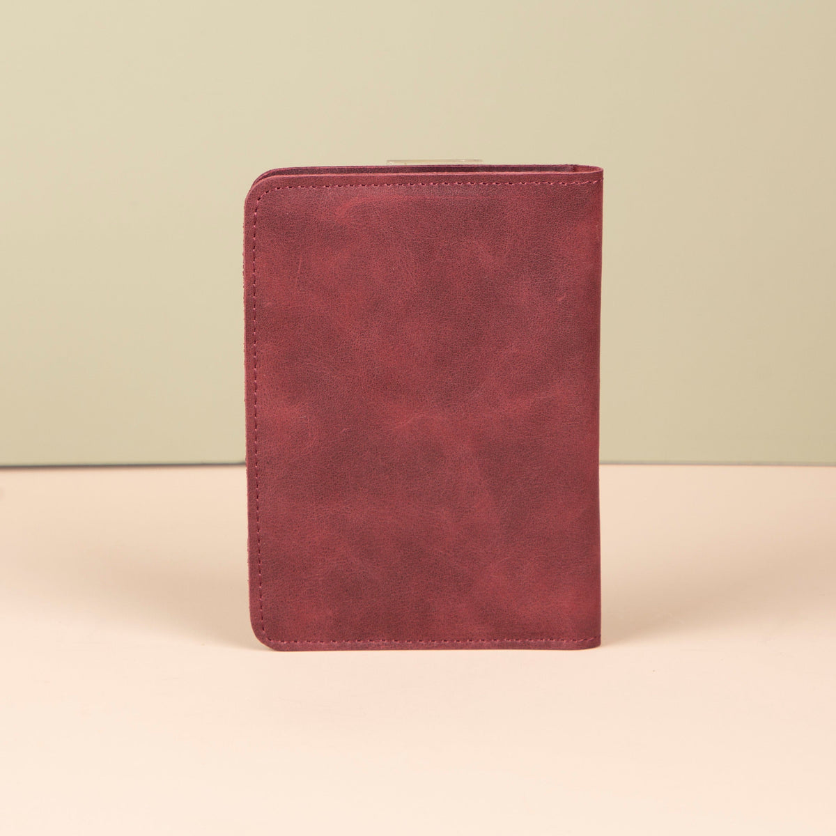 Leather Passport Holder - Burgundy - Milan