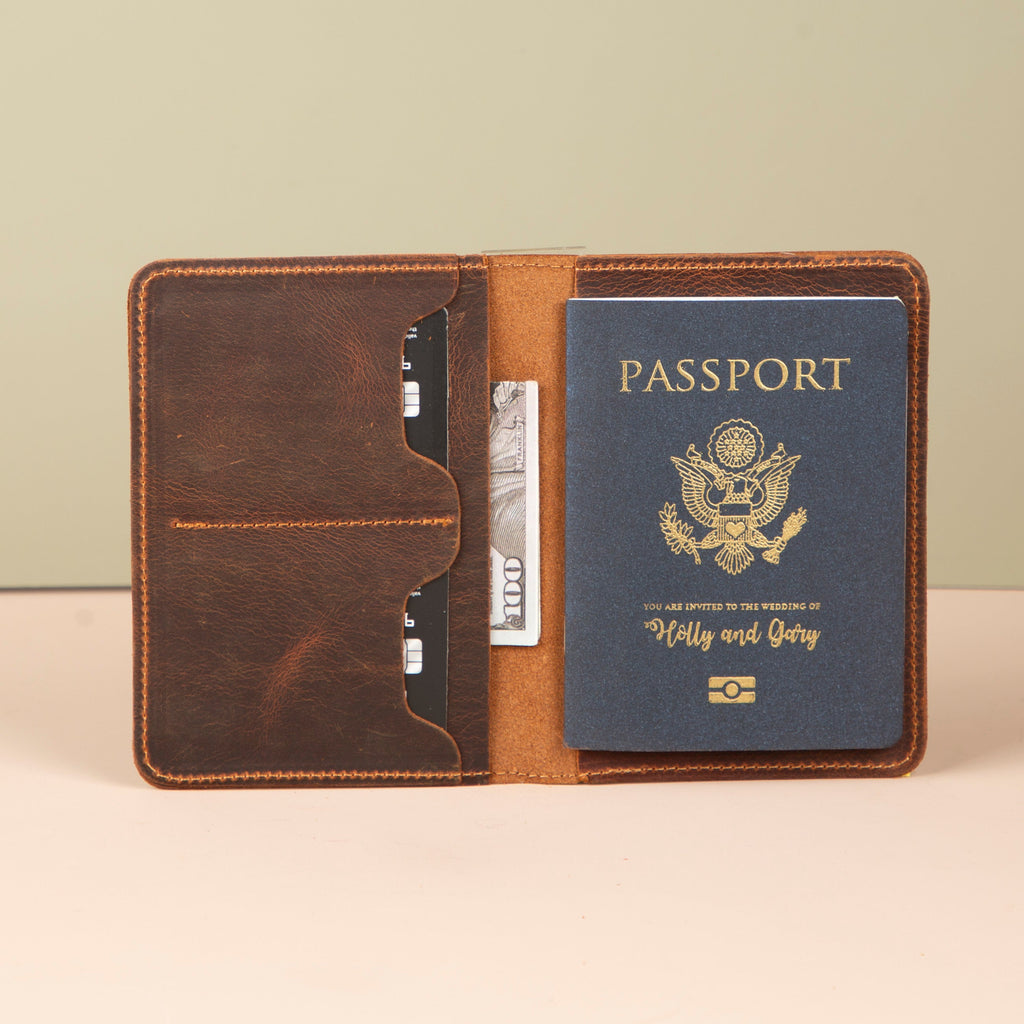 Leather Passport Holder - Dark Brown - Milan