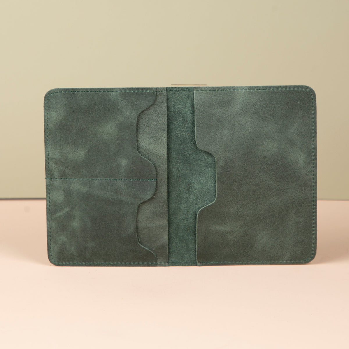 Leather Passport Holder - Dark Green - Milan