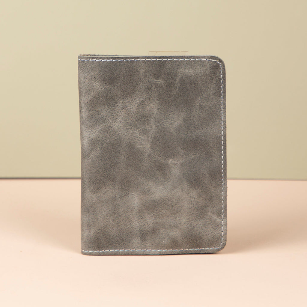 Leather Passport Holder - Light Gray - Milan
