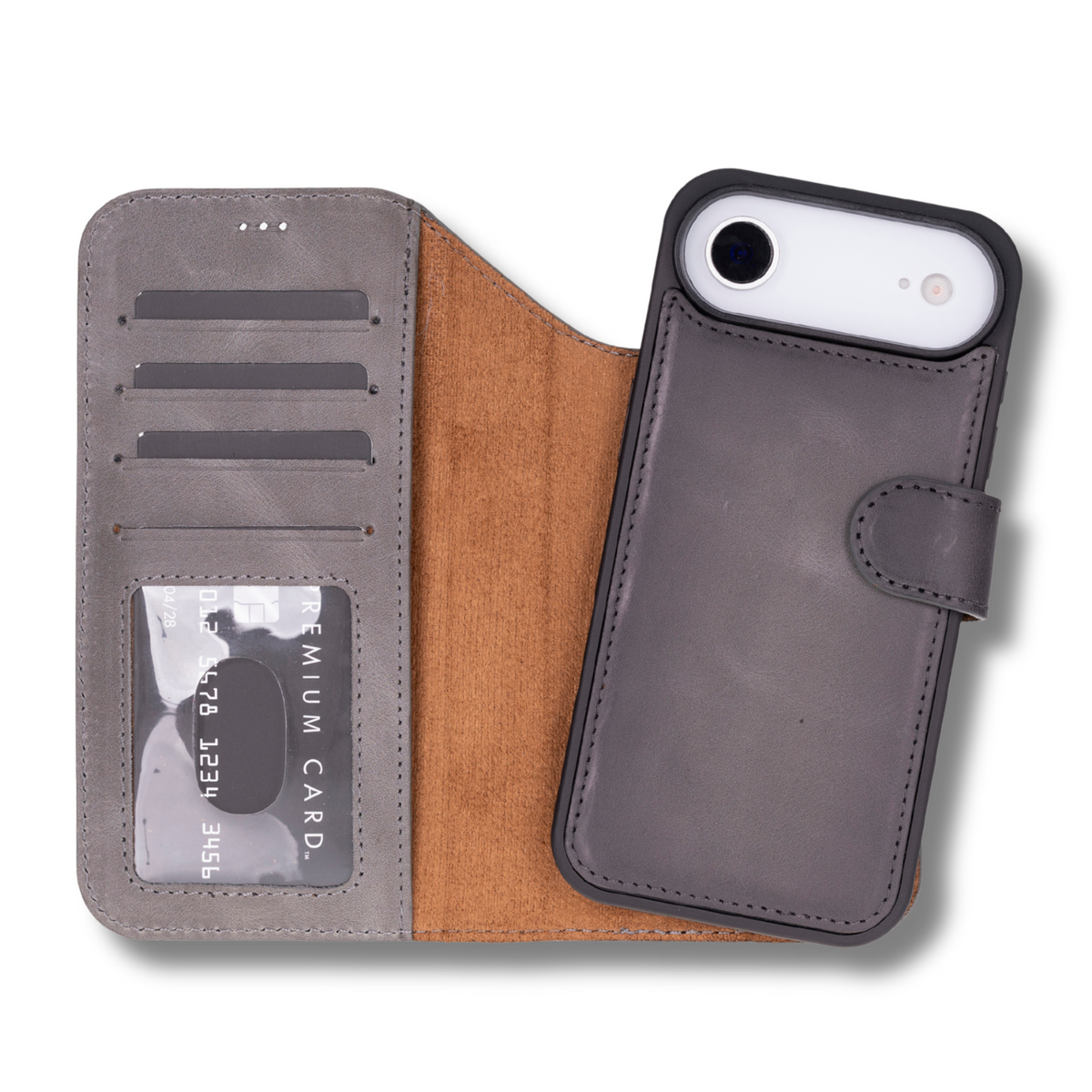 Premium Leather iPhone Air Wallet Case – Gray - Austin