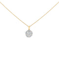 10K Yellow Gold Plated .925 Sterling Silver 2.0 Cttw Lab Grown Diamond Spoked Halo Pendant Necklace
