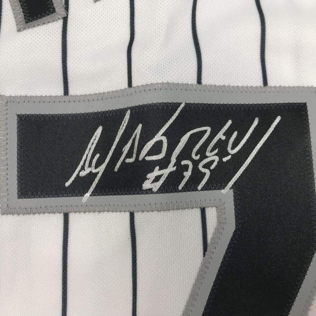 Autographed/Signed Jose Abreu Chicago Sox White Baseball Jersey PSA/DNA COA