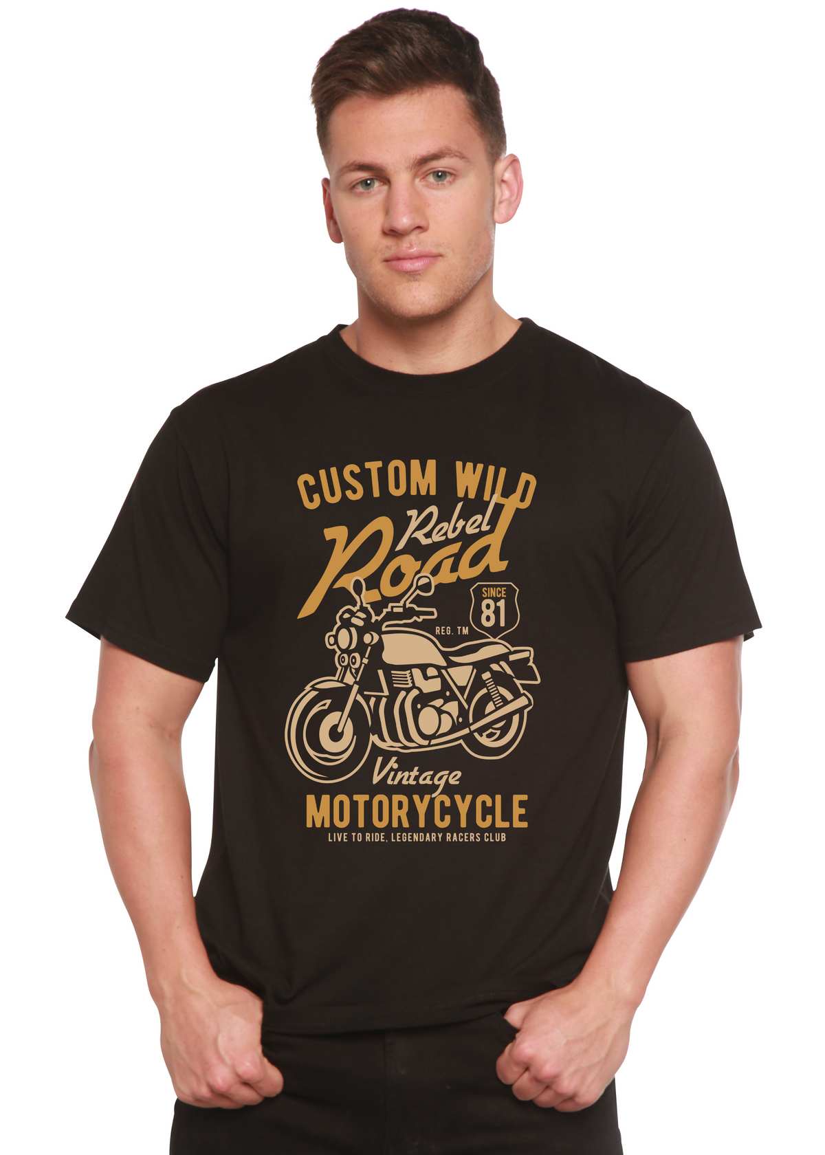 Custom Wild Men's Bamboo Viscose/Organic Cotton Short Sleeve Graphic T-Shirt