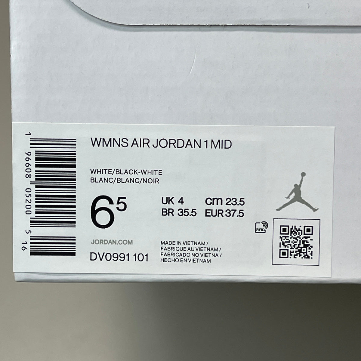 NIKE AIR JORDAN 1 Mid Panda Shoe Women's Sz 6.5 Black / White DV0991-101 (New)