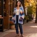 Slate Blue Hand-Crochet Open Cardigan