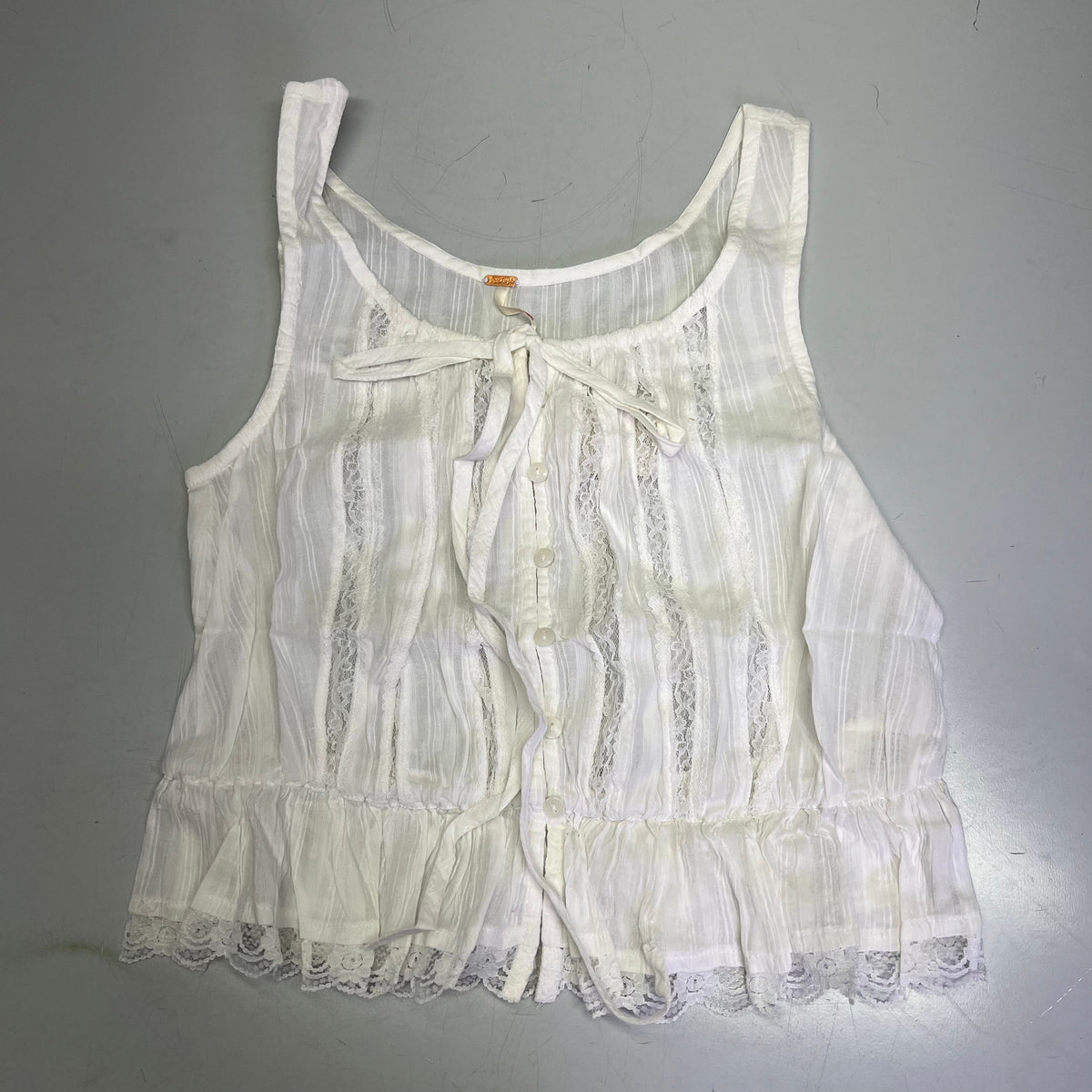 FREE PEOPLE 100% Cotton Alana Lace Tank  Women's Sz XS Clean Ivory 98240930