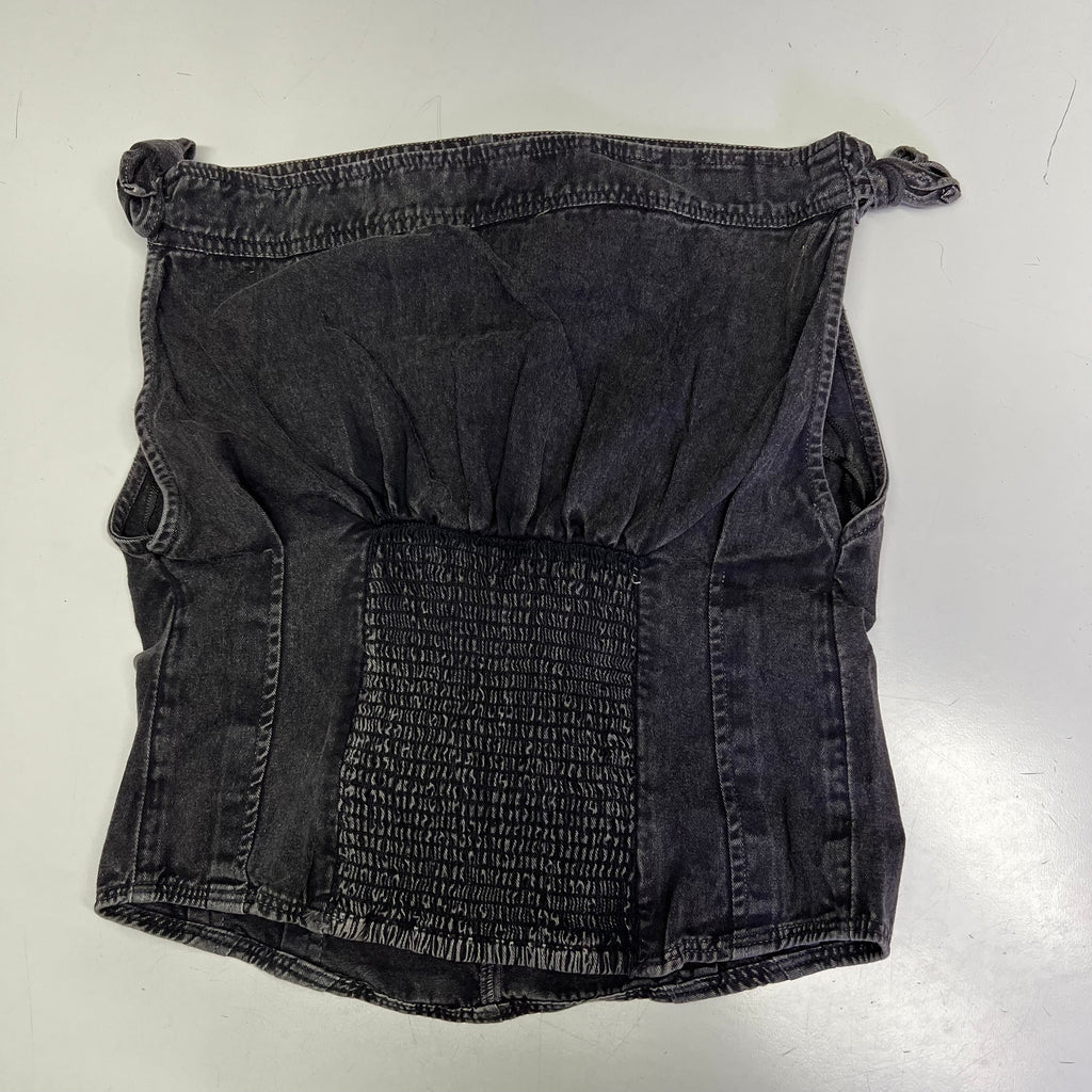 FREE PEOPLE 100% Cotton Louie Indigo Top Women's Sz L Black 98546724