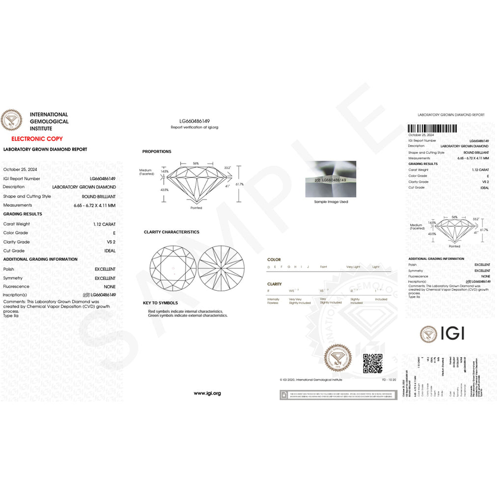 Round Cut 3 Carat Lab Grown Diamond Engagement Ring with IGI Certificate