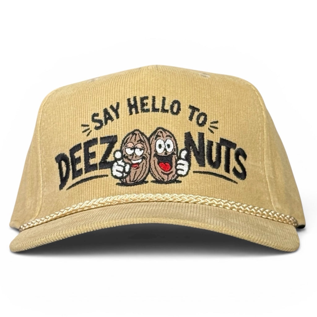 Say Hello To Deez Nuts Corduroy Rope Hat Funny Embroidered Snapback