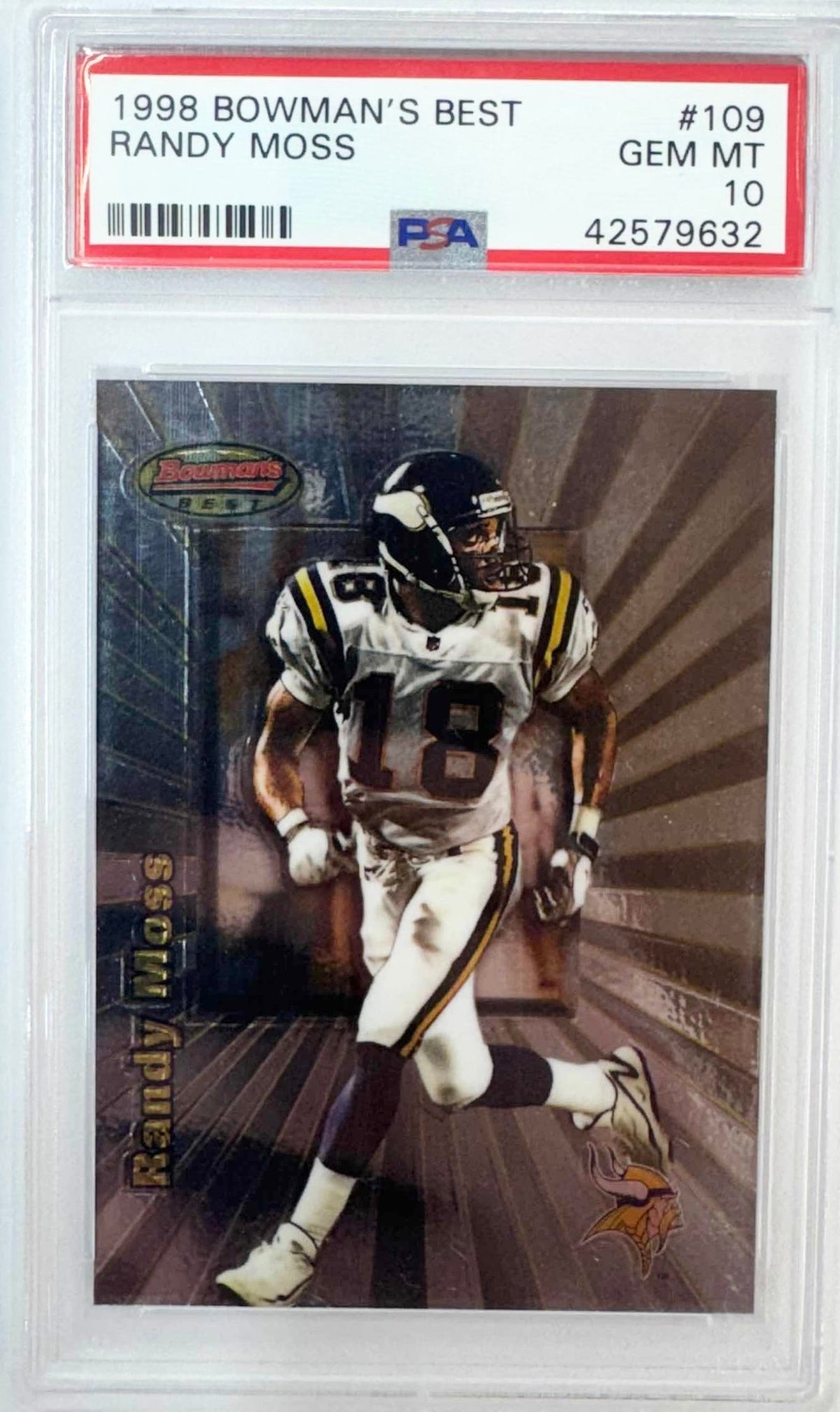Graded 1998 Bowman's Best Randy Moss #109 Rookie RC Football Card PSA 10 Gem Mint