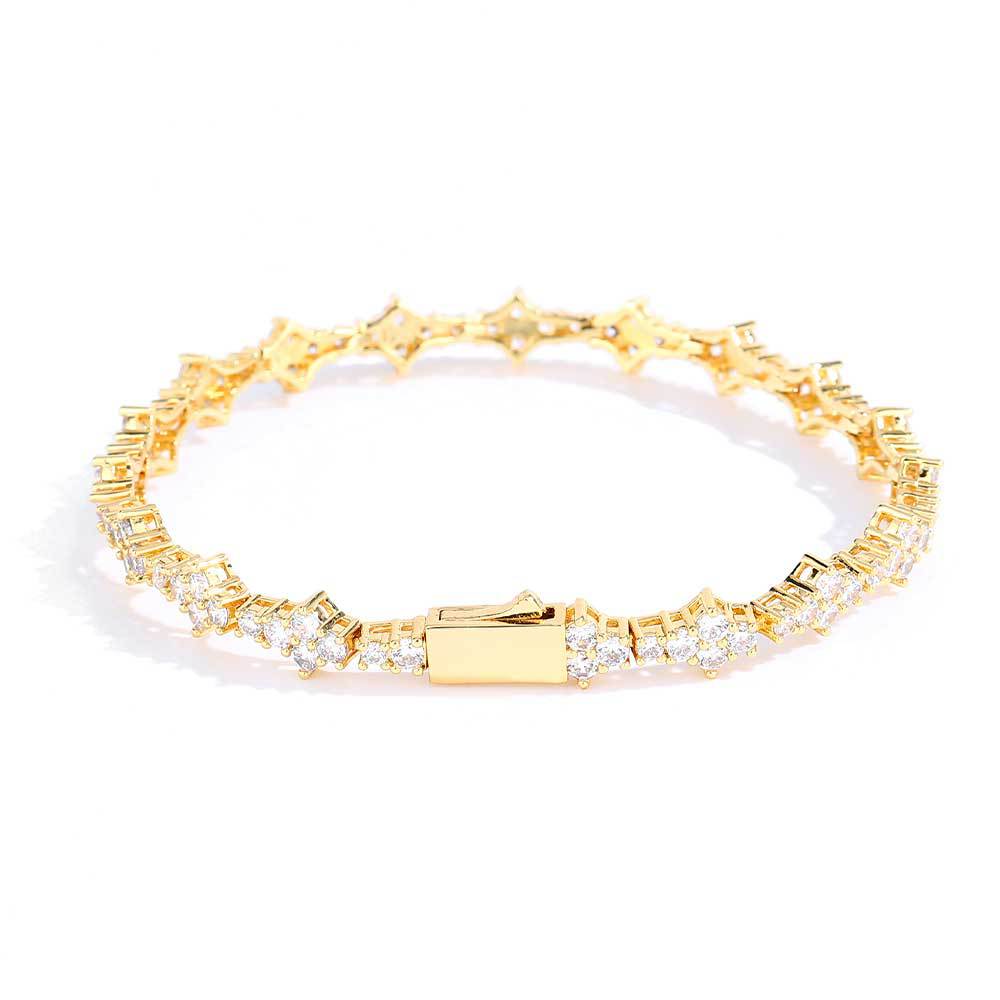 Tennis Chain Necklace and Bracelet Set with Cubic Zirconia in Gold or White Gold