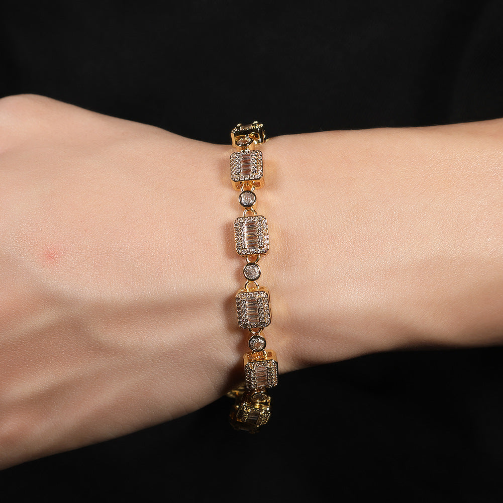 6mm blue colored gemstone bracelet with diamonds