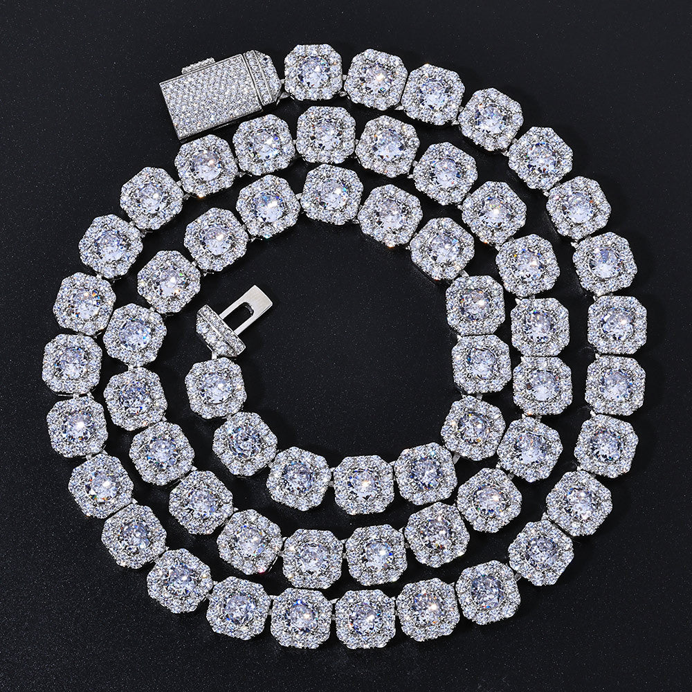 Stacking Ice Sugar Chain Zirconia Necklace and Bracelet Set in Gold or White Gold