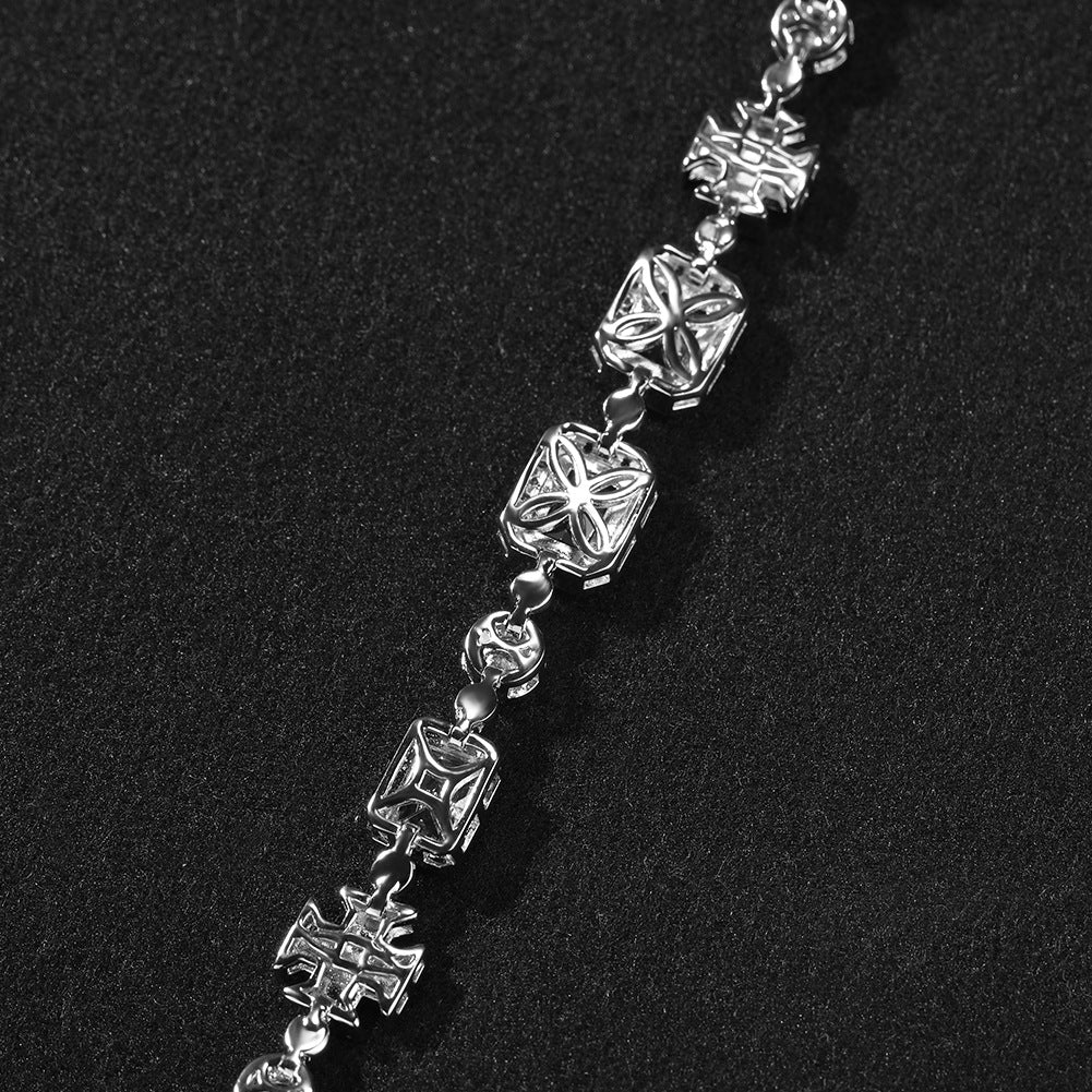 Hip-hop diamond multi-colored gemstone necklace