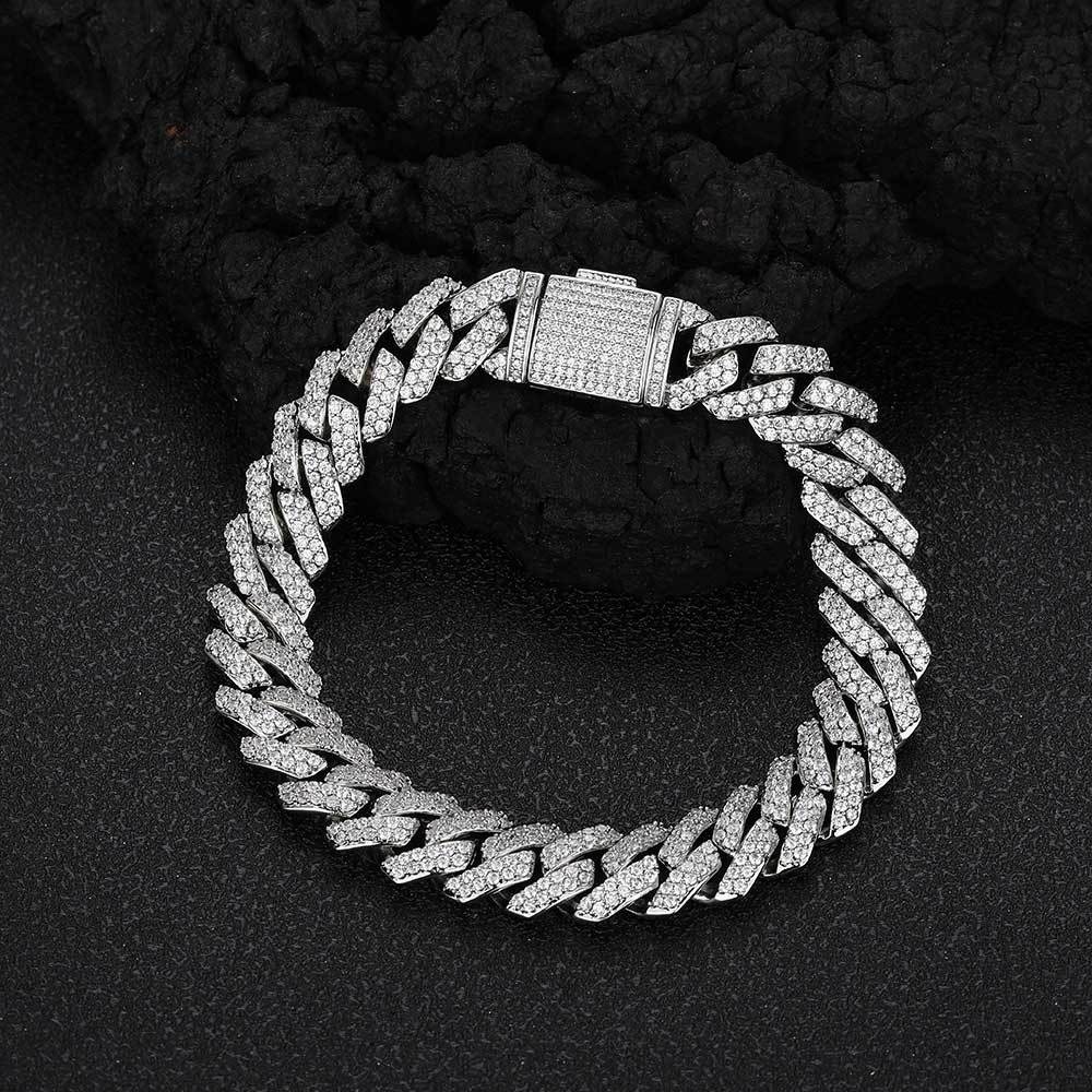 Cuban Link Zirconia Chain Bracelet in Gold or White Gold – Bold Hip Hop Jewelry for Men and Women