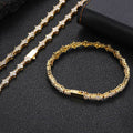 Tennis Chain Necklace and Bracelet Set with Cubic Zirconia in Gold or White Gold