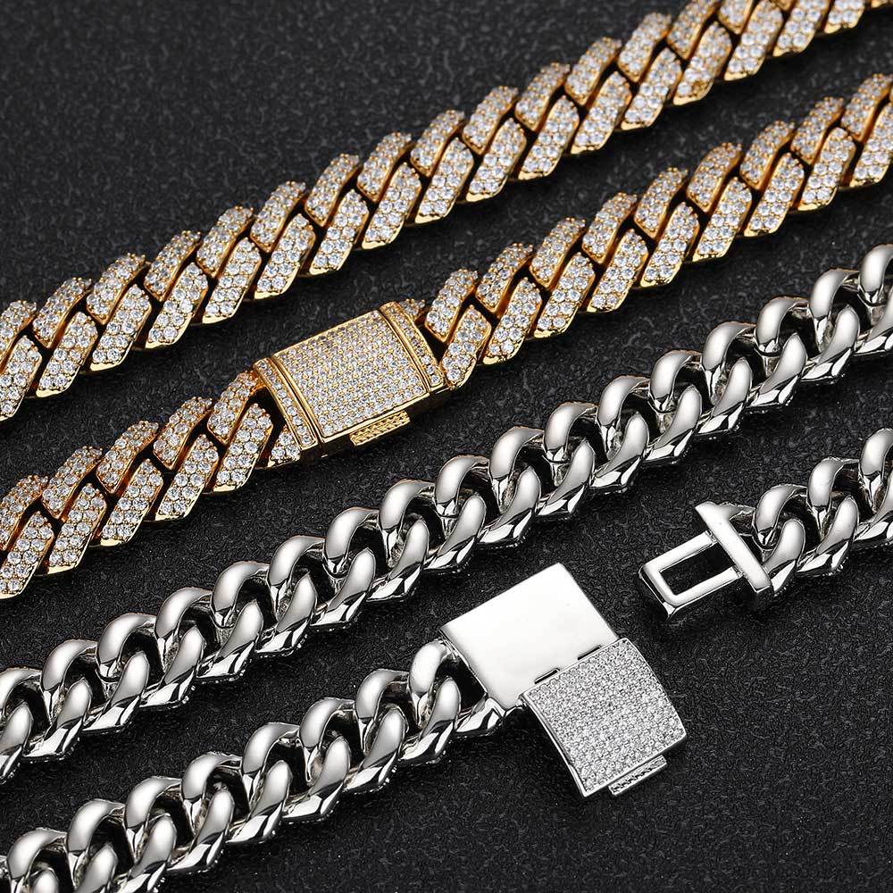 Diamond-Cut Cuban Chain Necklace in Gold or White Gold – Bold Hip Hop Jewelry