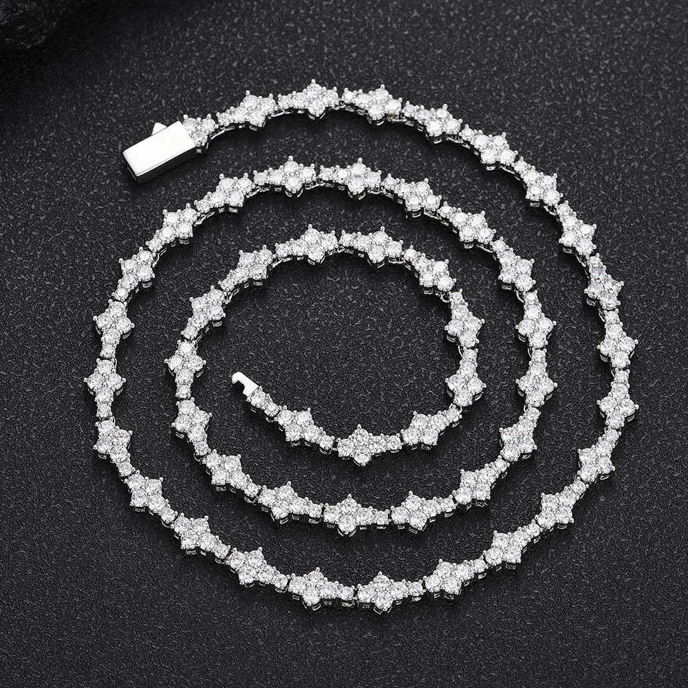 Tennis Chain Necklace and Bracelet Set with Cubic Zirconia in Gold or White Gold