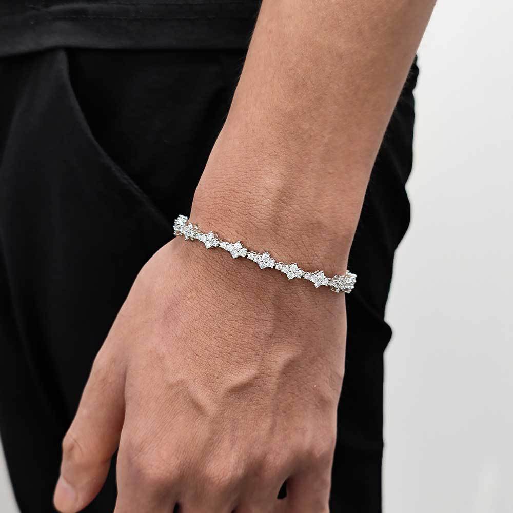 Tennis Chain Necklace and Bracelet Set with Cubic Zirconia in Gold or White Gold