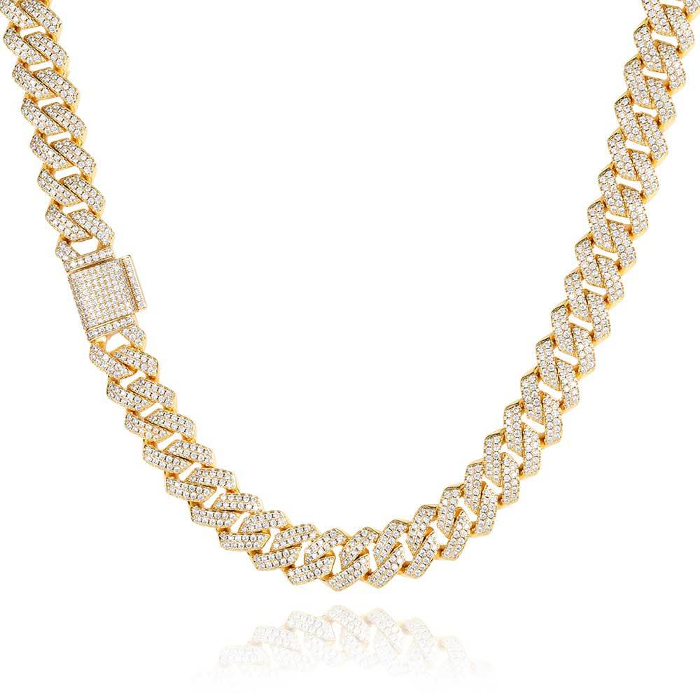 Diamond-Cut Cuban Chain Necklace in Gold or White Gold – Bold Hip Hop Jewelry